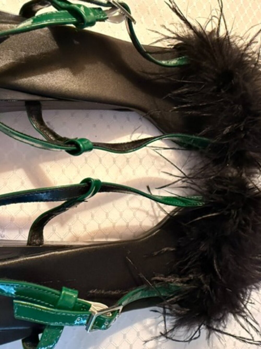 Jeffrey Campbell Green Patent Feather Geometric Heel Sandals Size Approx. 8 - Picture 7 of 12